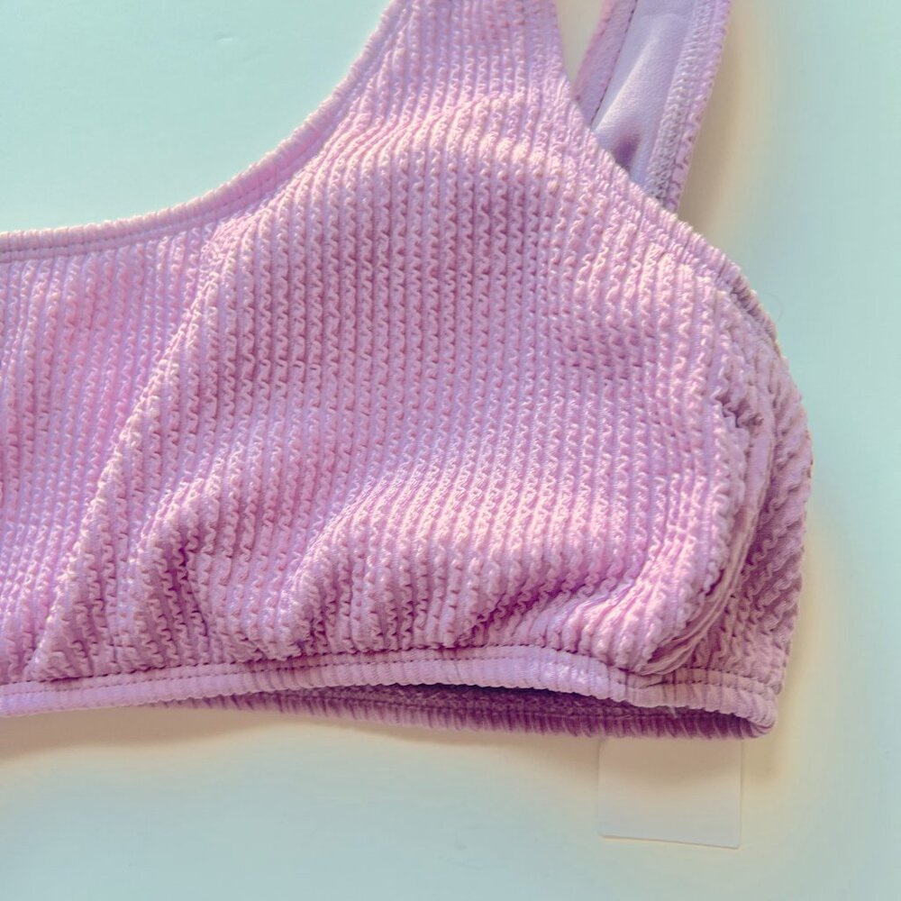 NWT Salt + Cove One Shoulder Side Shirred Bikini Top Dusty Lilac Size Small S - Picture 4 of 10